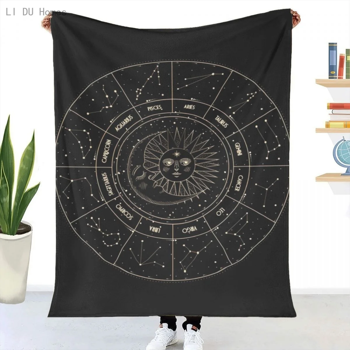 

Astrology Sun and Moon Blanket Plaid Flannel Throw Printed Quilts 3d Print Keep Warm Sofa Bedroom Sherpa Blankets Family Bedding