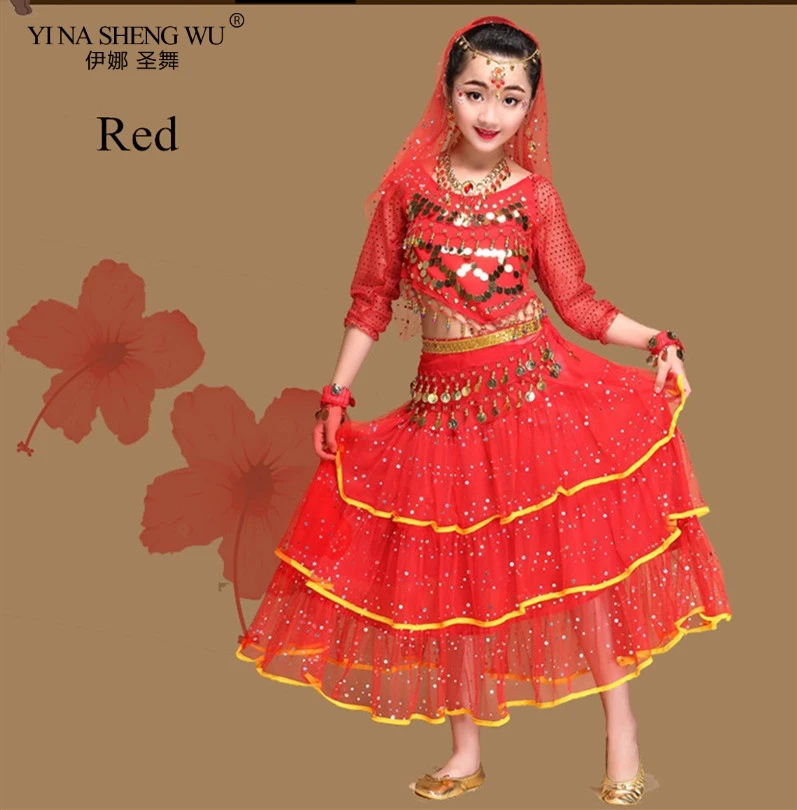 Детские костюмы для танца живота комплект Египет Детская индийская одежда