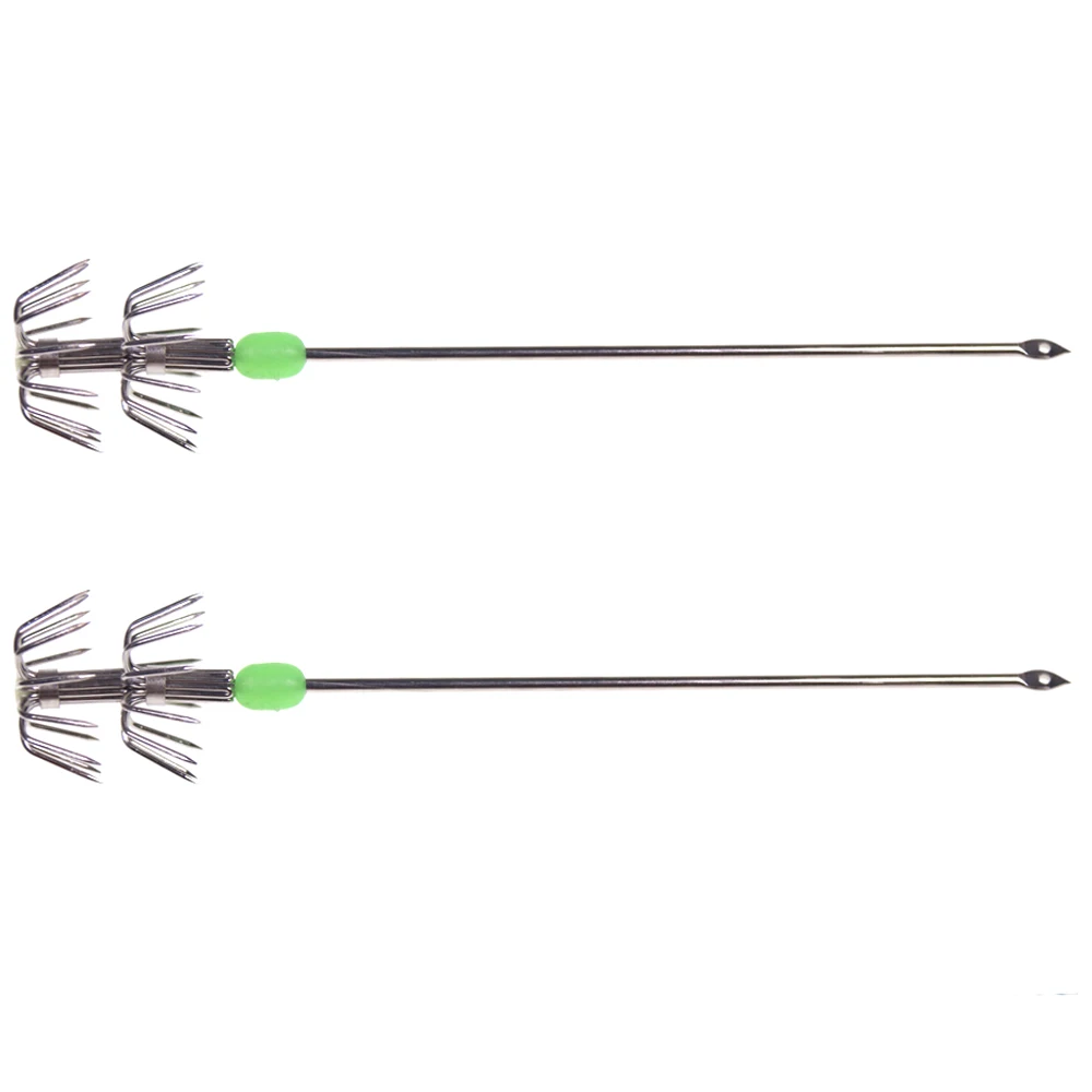 Saltwater Glowing Jig Fishing Tackle 15cm Stainless Steel Double Layers Umbrella Squid Hook Cuttlefish Lure Bait |
