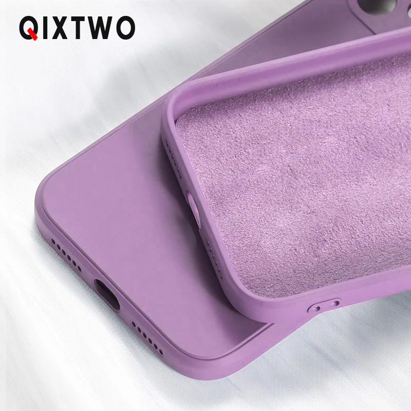 Оригинальный квадратный противоударный чехол QIXTWO из жидкого силикона для iPhone 11 12