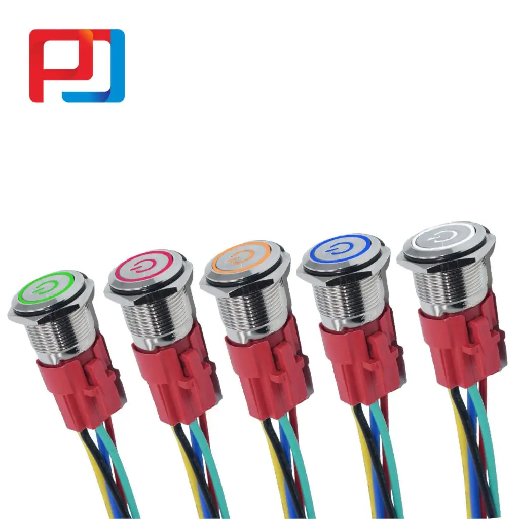 Светодиодный металлический водонепроницаемый кнопочный переключатель 16 мм