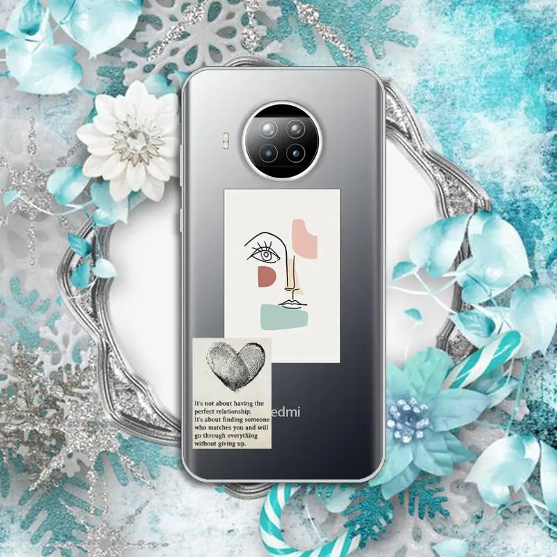 

Artistic Face Letter Phone Case Transparent for Xiaomi Redmi note 10 t 8 9 pro lite 11 Huawei P honor 8 10i 20 30 40 smart 2019