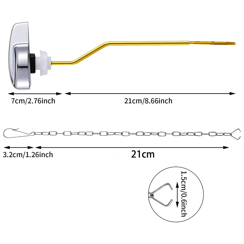 

2 Pieces Toilet Flush Lever Toilet Flush Handle Replacement with 4 Pieces Stainless Steel Baffle Chains (Side Mount)