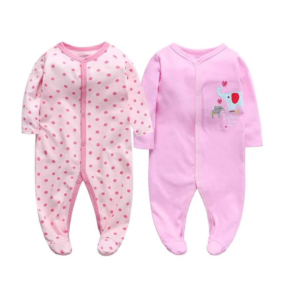 2Pcs/set Newborn Baby Footies Cotton Baby Boy Footies For Kids Clothes Long Sleeve Baby Pajamas Baby Girl 0-12M