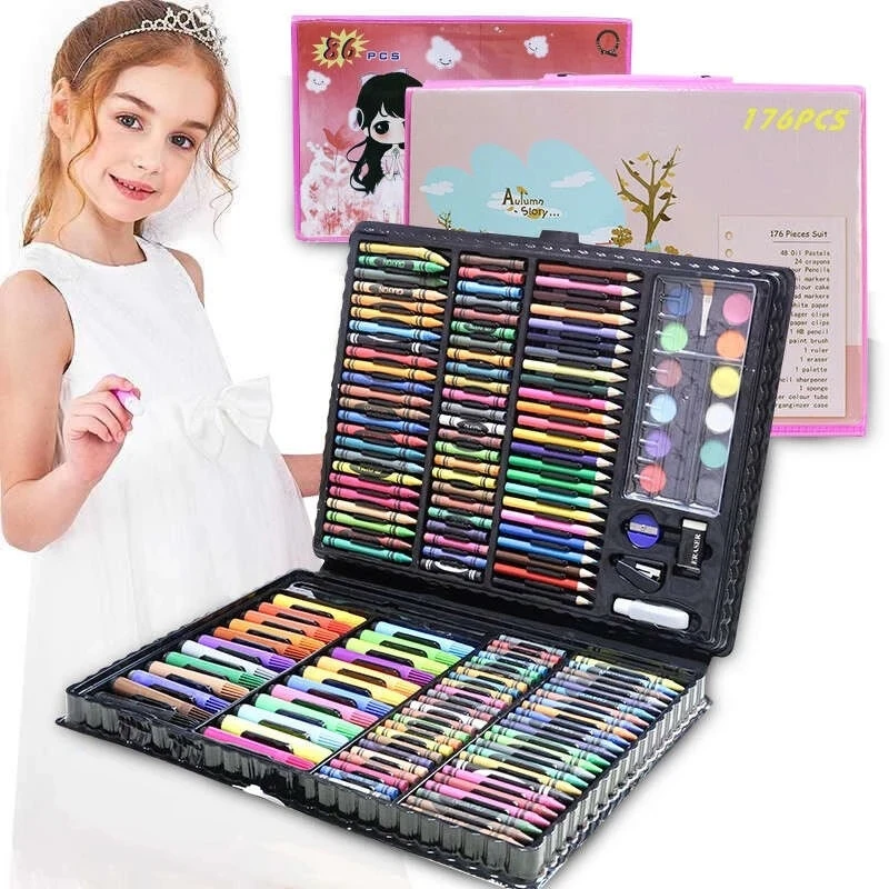 

Children's brush set boy girl birthday gift creative oil pastel color 208 pcs