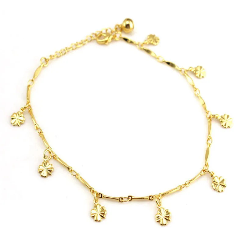 

Hot Sell Fashion Anklets Gold Color Fortunate Four Leaf Clover Pendant Chain Anklet For Women Anklet/Girl Christmas Gift