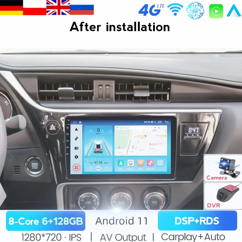 Автомагнитола для Toyota Corolla 11 Auris E180 2017 2018 мультимедийный видеоплеер навигатор GPS