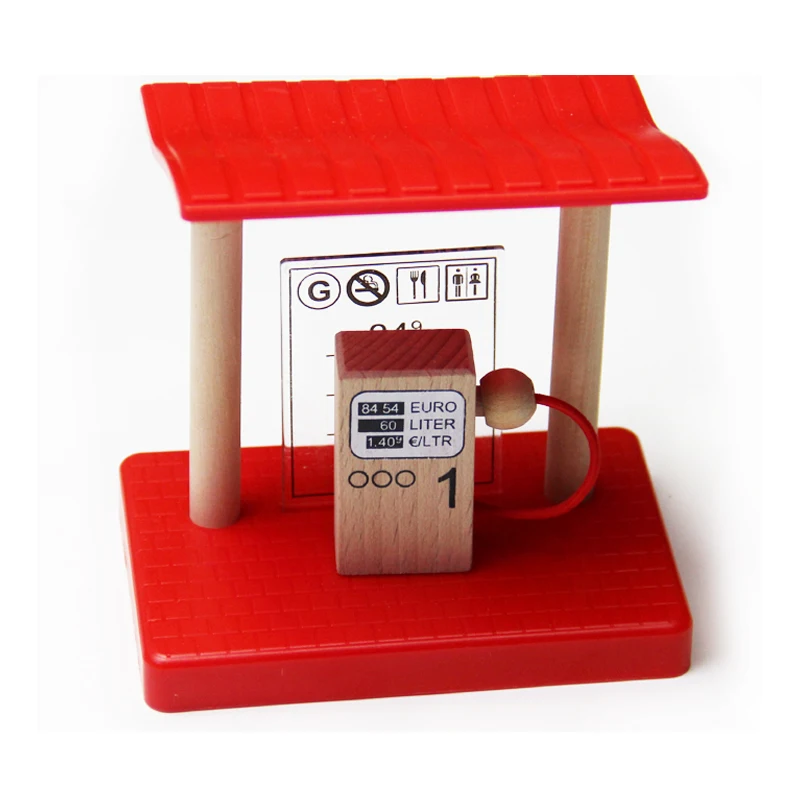 Деревянные автомобильные аксессуары для поездов красная автозаправочная