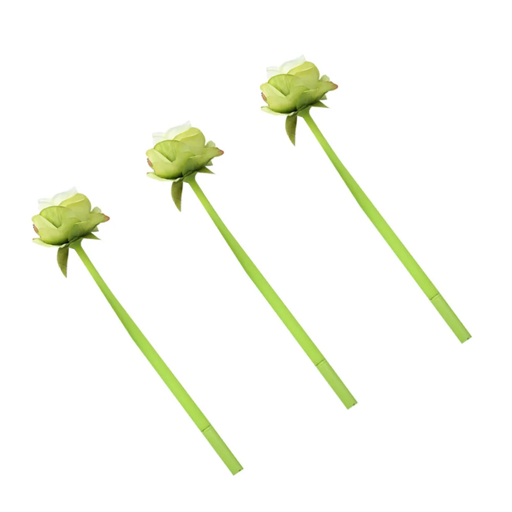

3pcs 0.5mm Rose Shaped Pen Lovely Rollerball Pen Creative Romantic Wrriting Pens for Home Office School (Blue Ink)