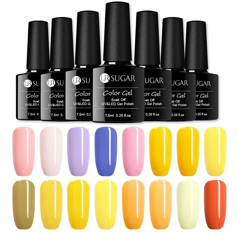 Ur Sugar 1 флакон, 7,5 мл, замачиваемый цвет, чистый цвет для ногтей, УФ Гель-лак для ногтей, замачиваемый УФ-Гель-лак