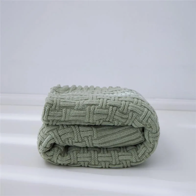 green Вязаное одеяло с нитью для кровати, акриловое декоративное одеяло для дивана, s покрывало, подарок на день рождения, реквизит для детской фотосессии 120x180 см - Цвет: green