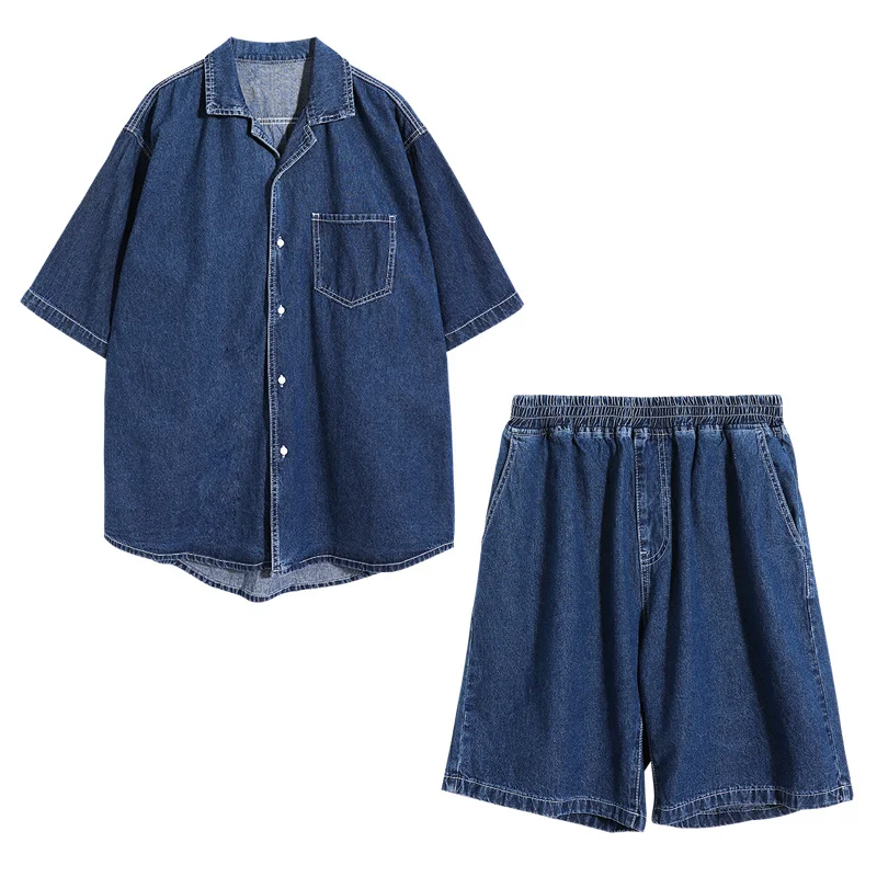 

IEFB Sold Separately Men's Loose Fitting Denim Shirt Thin Design Niche Shorts Casual Suit Men's Summer Two Piece Set 9Y8280