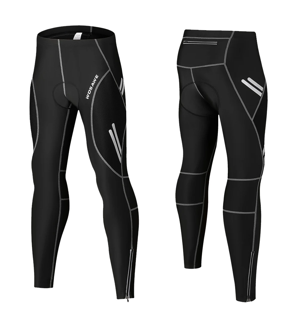 Мужские велосипедные колготки WOSAWE дышащие спортивные однотонные черные брюки