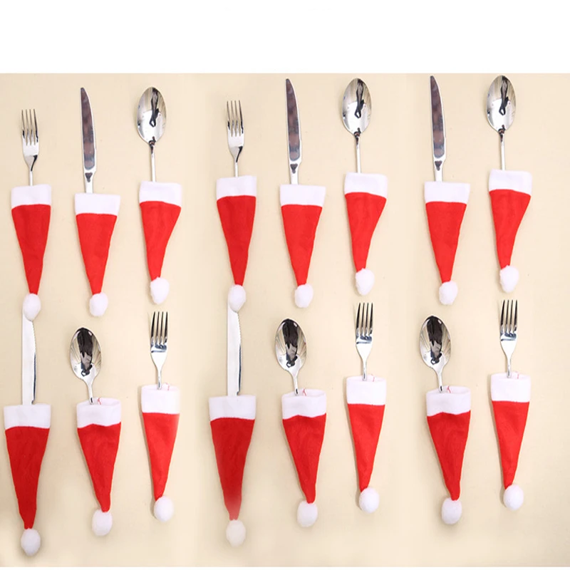 

Christmas Ornaments Christmas Table Decoration Christmas Knife and Fork Set Christmas Tableware Set Stocking Stuffer Santa Hat