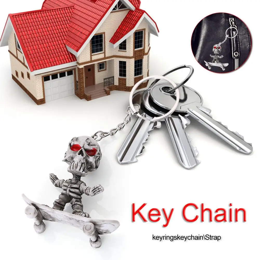 

Car Key Rings Skulls Keychain Cool Purse Bag Decor Key Chain Rubber Mini Auto Keyfob Car Styling Interior Accessories