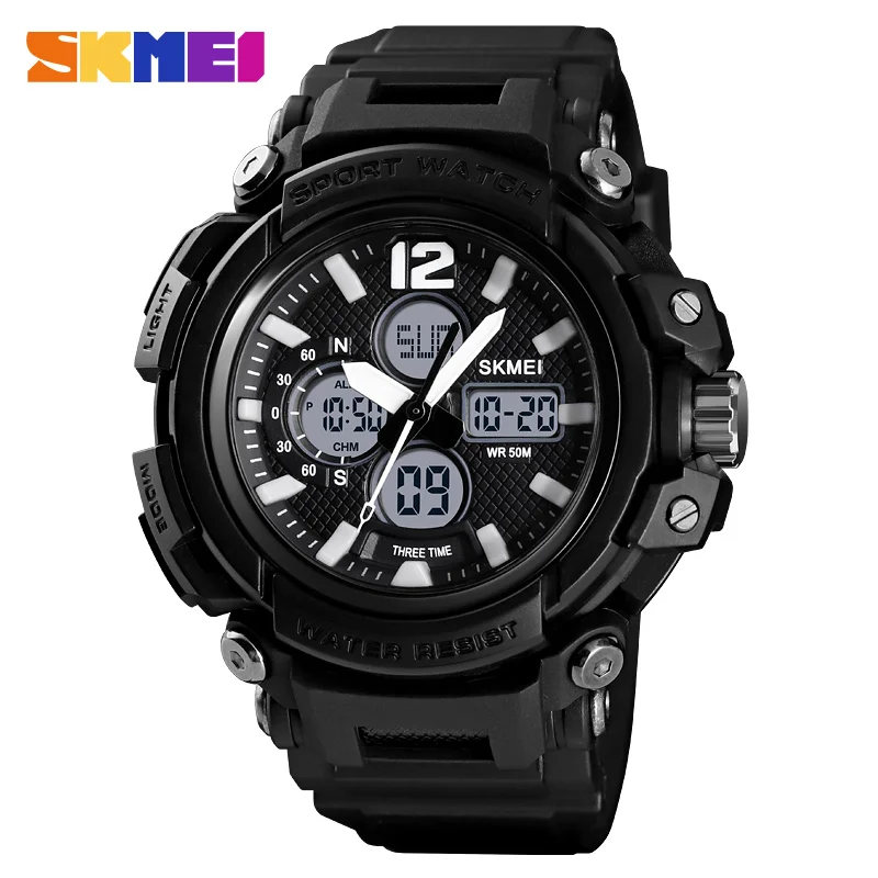 SKMEI Sport Men Watch Digital Alarm Wristwatches Luminous 5Bar Waterproof 3Time Multl-Function Mens Watches montre homme 1498