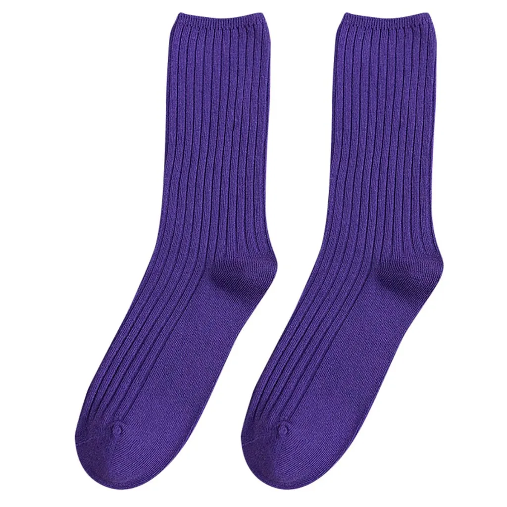 Dark Purple Женские однотонные Осенние повседневные хлопковые теплые носки skarpetki damskie зима calcetines mujer harajuku забавные meias sokken skarpety - Цвет: Dark Purple