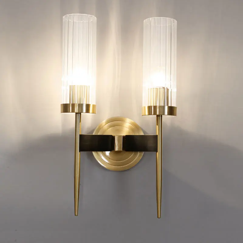 

16" High Crystal Brass Wall Sconce 2 Lights Copper Light Bathroom Euro LED Reading Wall Lamp led wall light sconce wall lights
