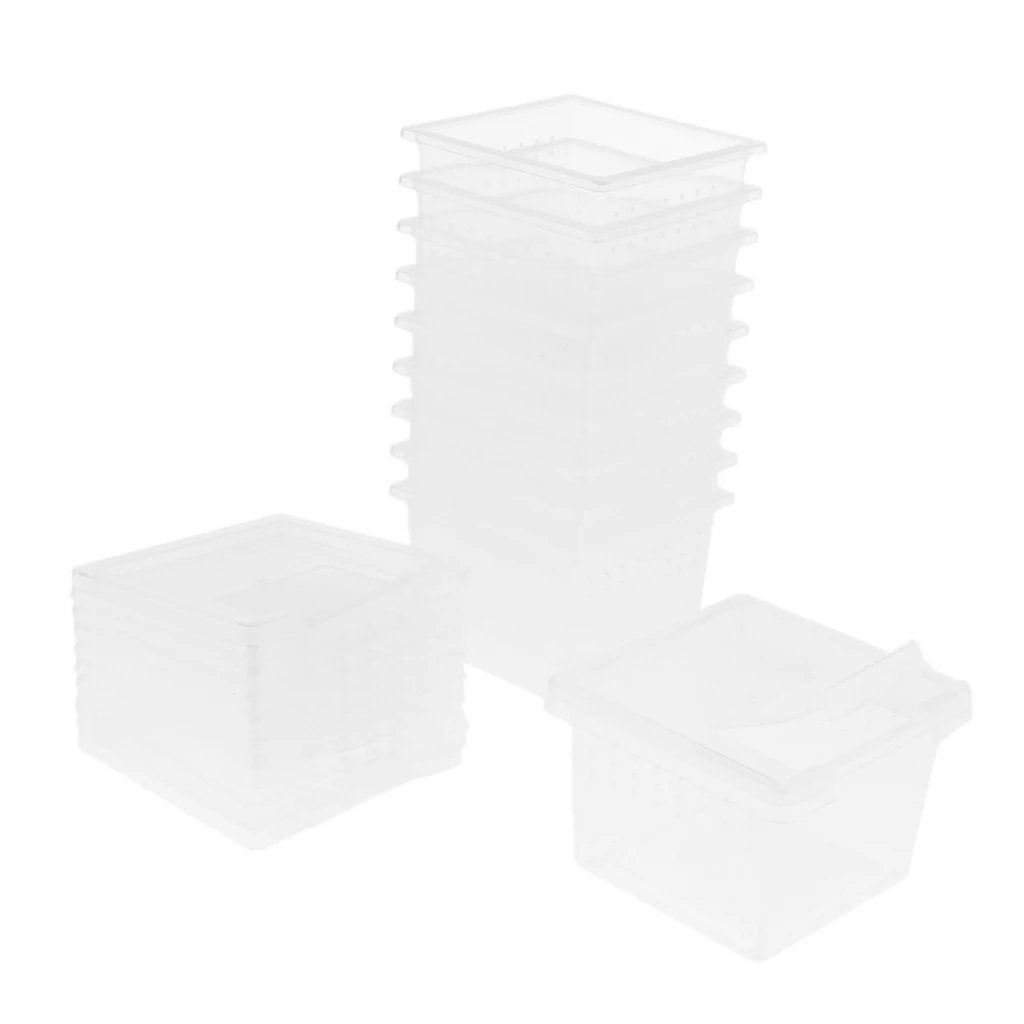 

10x Reptile Vivarium Terrarium Breeding Tank Plastic Food Feeding Rearing Box