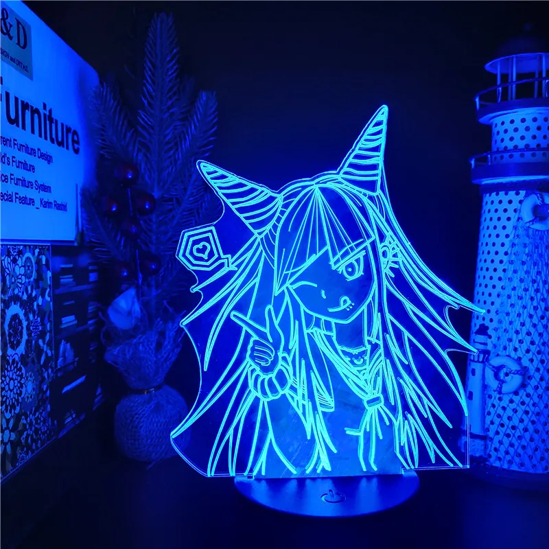 Иллюзия Danganronpa Mioda Ibuki светодиодная 3D Аниме лампа освещение ночники Меняющие цвет