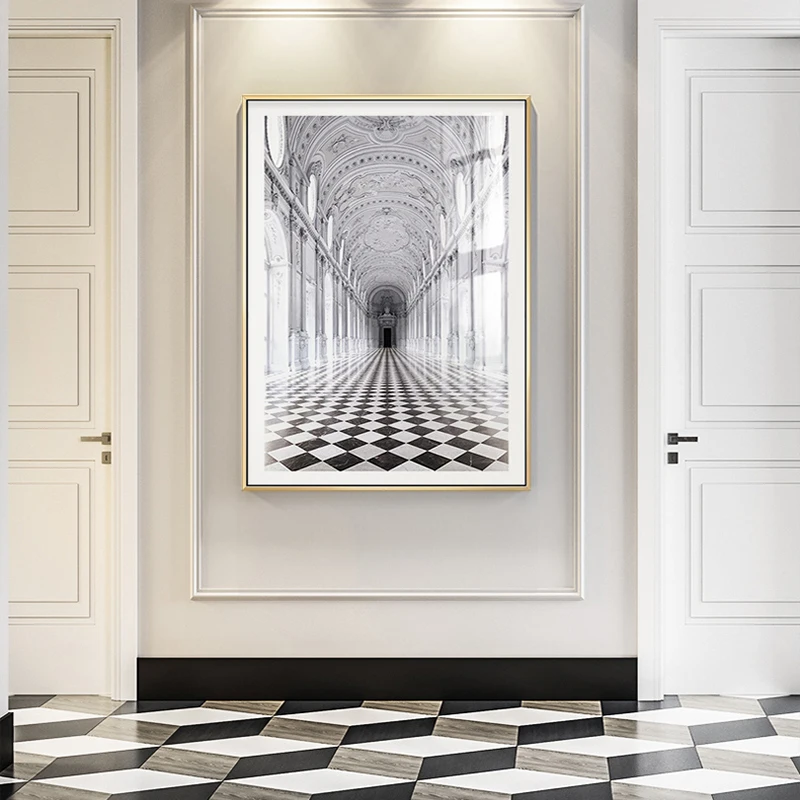 

Modern Canvas Painting Black White Building Poster and Print for Living Room Bedroom Palace Wall Art Home Decoration Painting