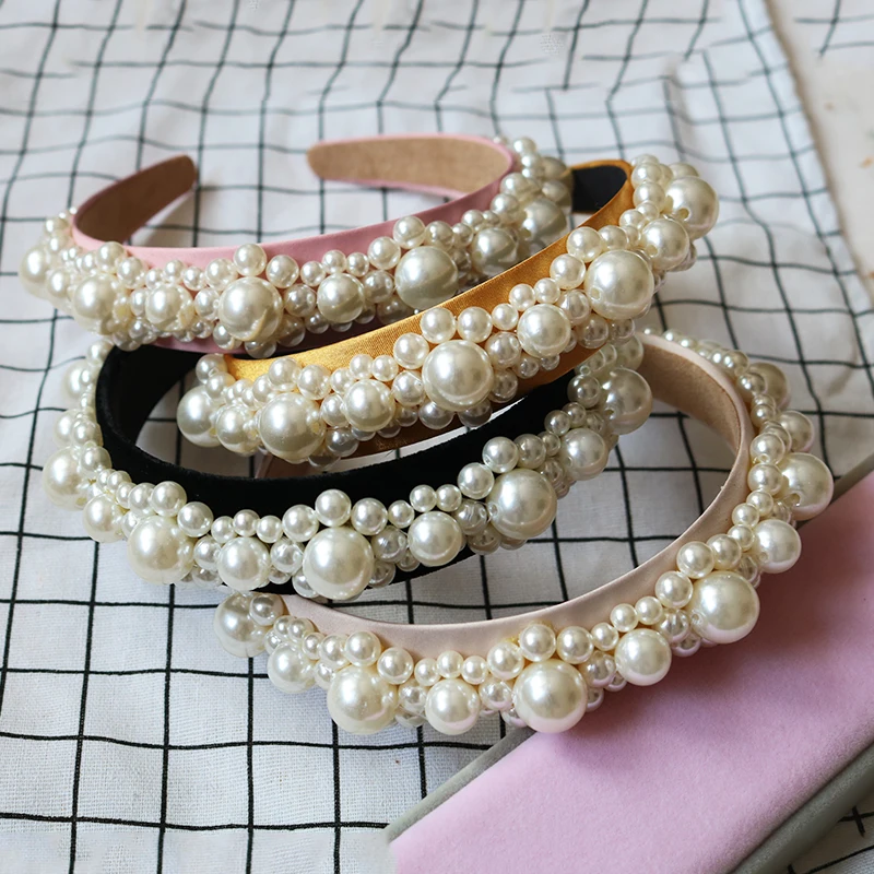 Горячая Мода барокко жемчужина цветок корона ободок для волос Бисероплетение