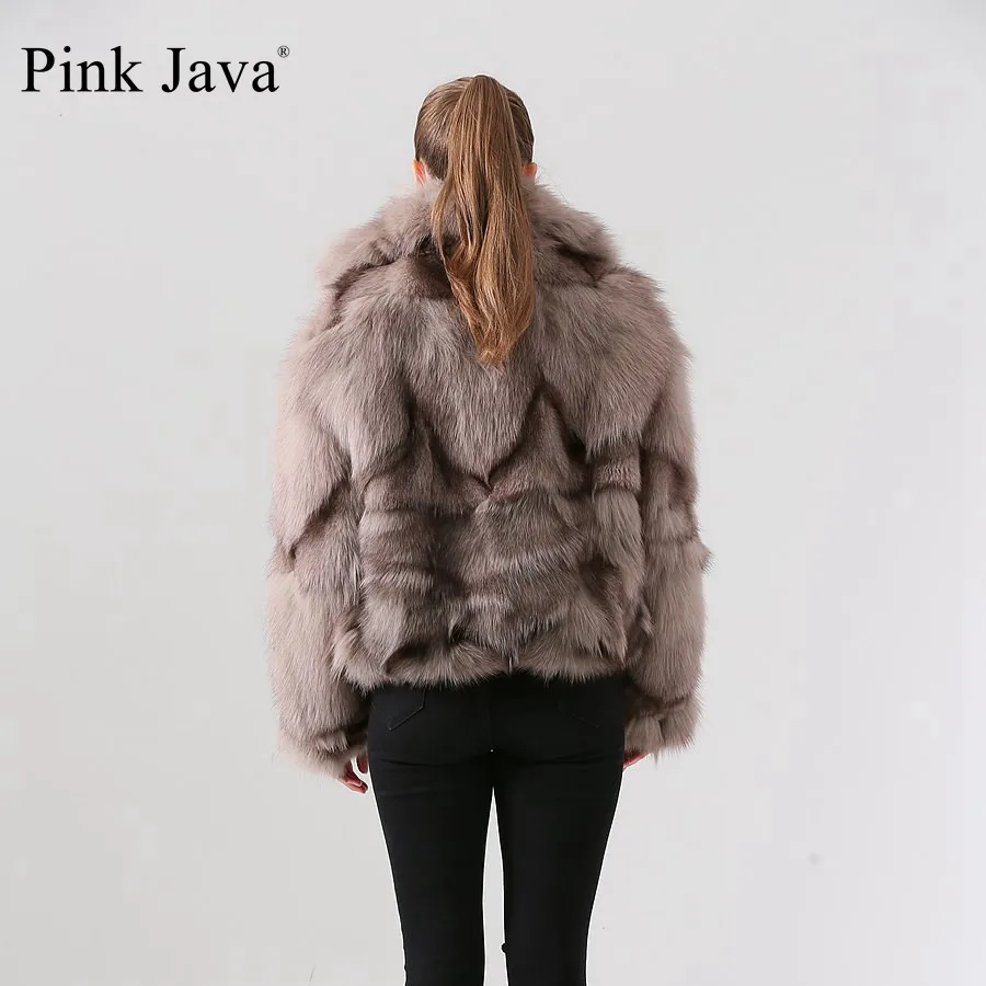 Ppink java QC19007 пальто с натуральным мехом женский зимний Модный жакет; короткая куртка с натуральным лисьим мехом пальто новое поступление горячая распродажа
