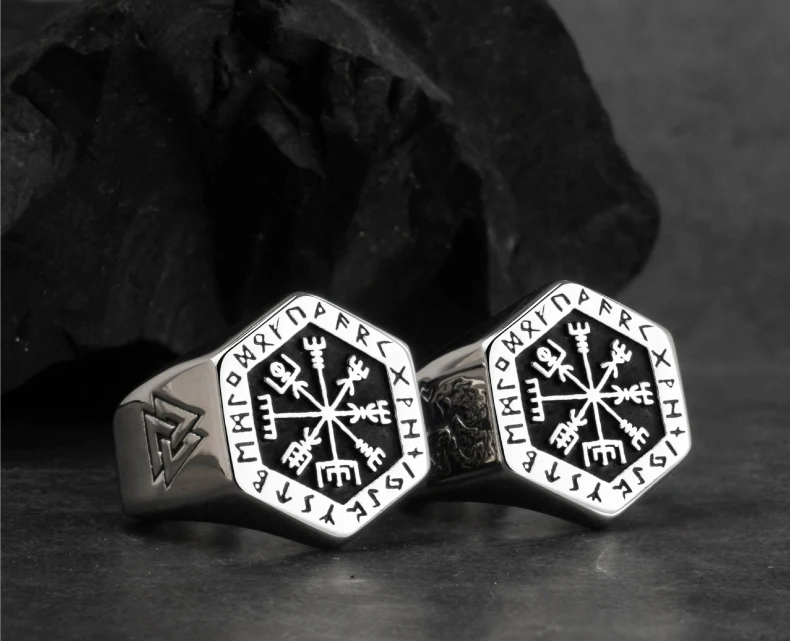 Vegvisir кольца из нержавеющей стали для мужчин Скандинавская мифология Руна викингов индекс кольцо Модные ювелирные изделия
