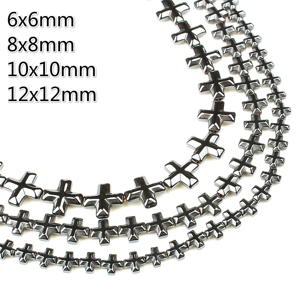 

6~12mm Natural Stone Black Hematite Beaded Arrow Cross Loose Beads Charms Jewelry Making DIY Bracelet Necklace Accessories 15''