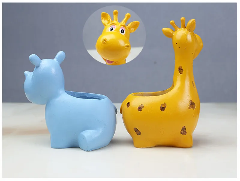 Творческий смоляные горшки для цветов бегемот жираф Форма кашпо суккулентов