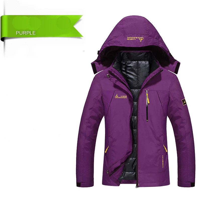 

2019 Autumn Winter Outdoor Sports Men Set Women Couples Large Size Two-piece Windproof Cold Warm Hiking Jacket Mountaineering
