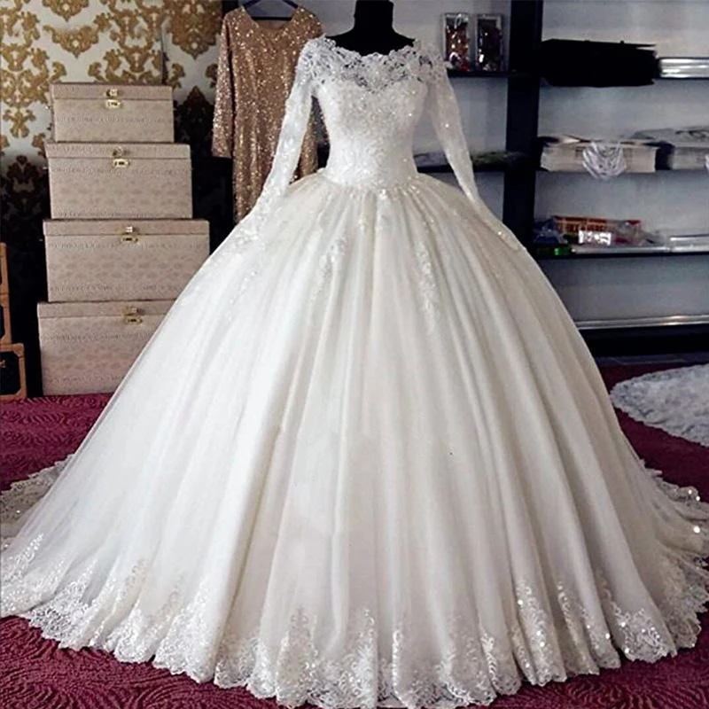 Купи New Designer Ball Gown Wedding Dresses Turkey Vestidos De Noiva Vintage Wedding Gowns Lace Bride Dress 2021 Long Sleeve Gelinlik за 7,966 рублей в магазине AliExpress