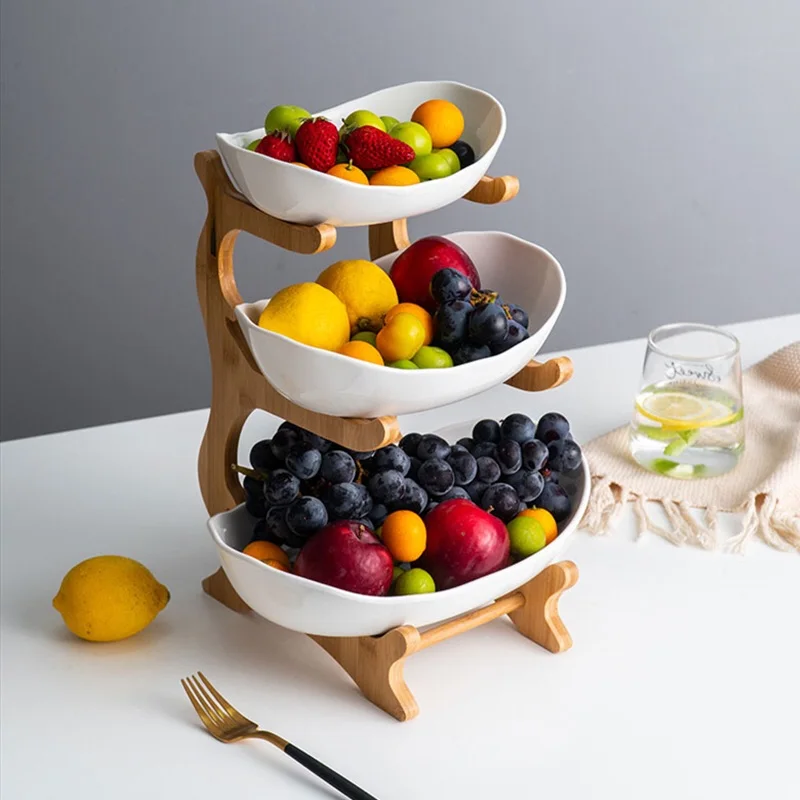 

Living Room Home Plastic Three-layer Fruit Plate Snack Creative Modern Stand Salad Bowl Dried Bowl Basket Candy Dish Cake snack