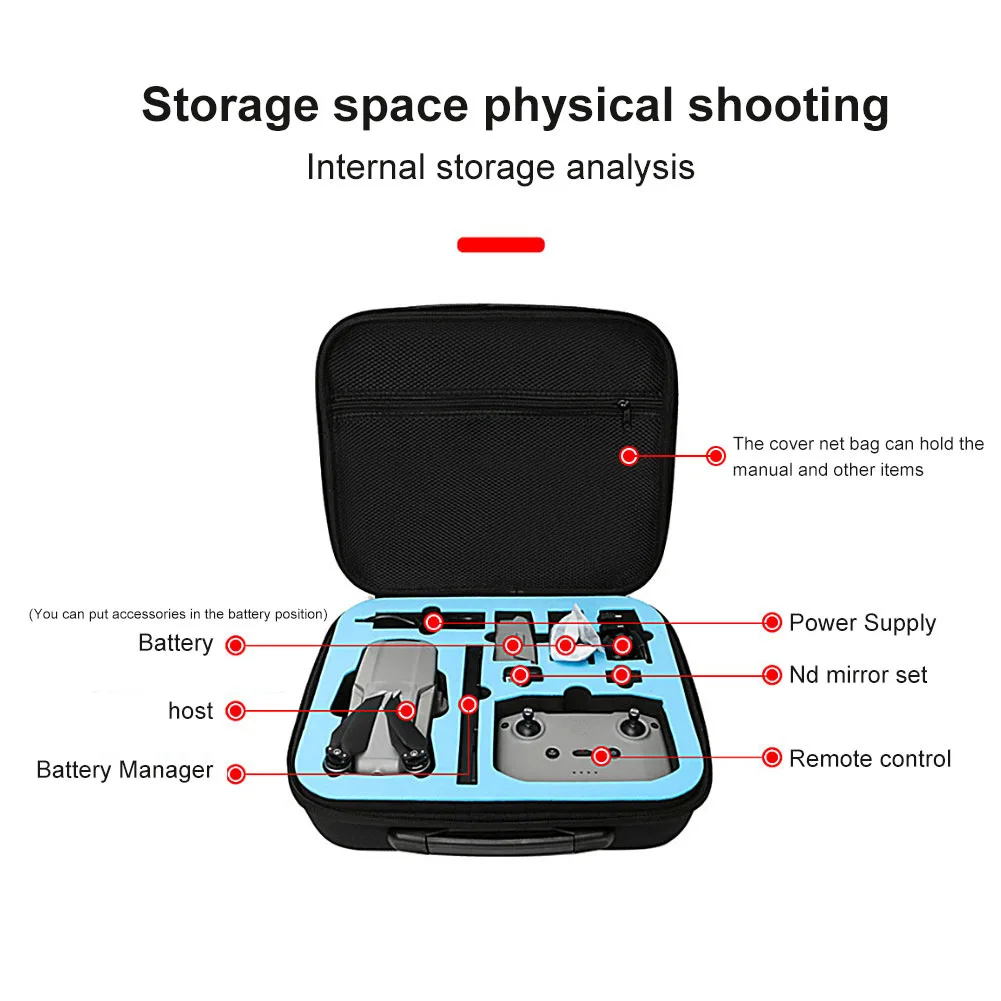 

Portable Protection Box Remote Control Outdoor Shockproof Double Zipper EVA Drone Accessories Carrying Case Fit For DJI Air 2