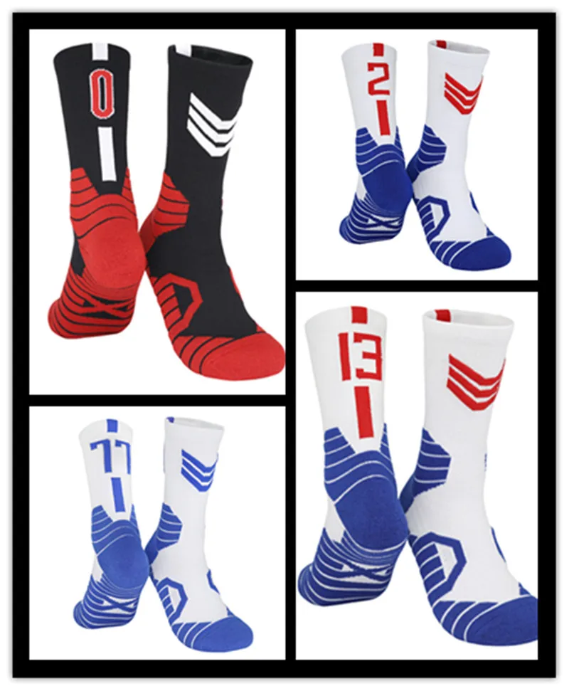 

3Pairs Basketball Player Thick Sport Crew Towel Socks Digital Adult Number The Western Non-slip Comfortable Cycling Breathable