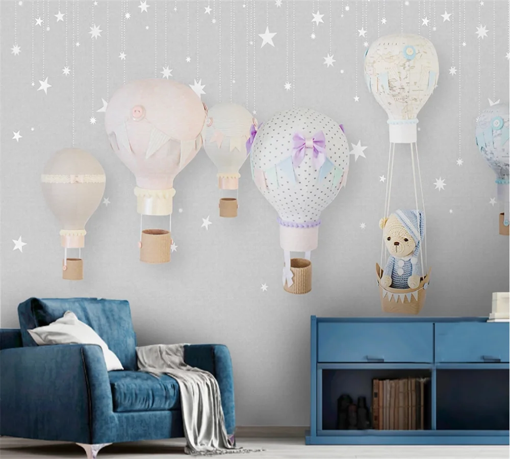 Custom 3D wallpaper mural Nordic simple hand-painted cartoon balloon children's room background wall | Обустройство дома