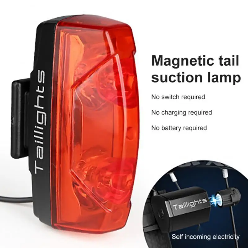 

LED Bicycle Light Electromagnetic Induction Suction Tail Light Self-Powered Mountain Bike Rear Lamp Cycling Safety Warning Lamp