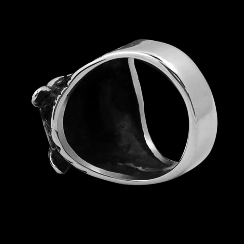 Кольца в стиле панк мужская с головой волка серебряного цвета из нержавеющей