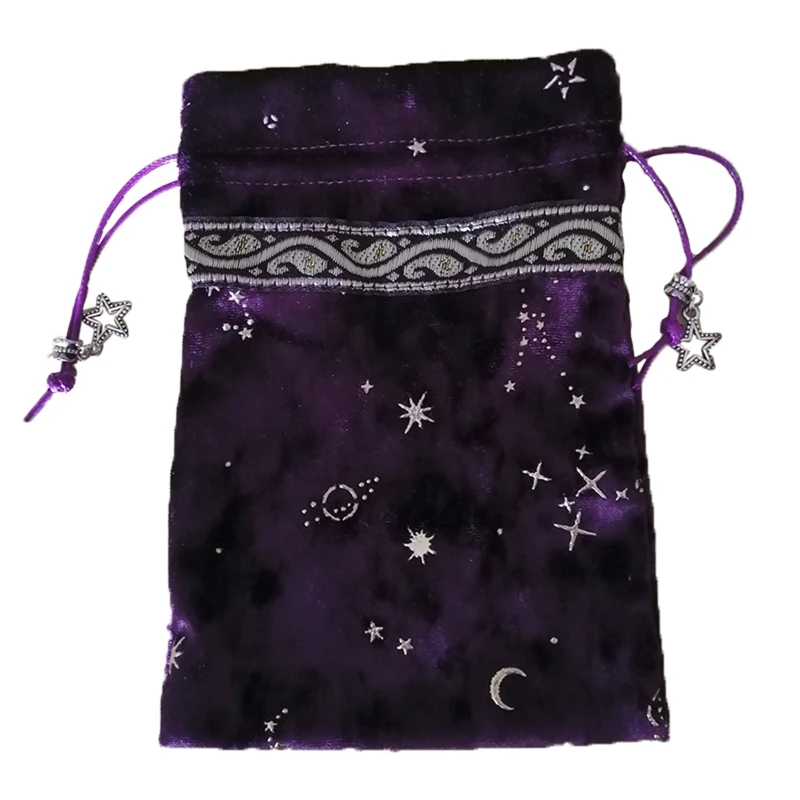 

Witch Constellation Energy Crystal Storage Bag Board Game Tarot Oracle Cards Bag Plush Jewelry Drawstring Package