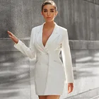 Костюм Блейзер для женщин 2019 Новый Повседневный двубортный карман осень зима женские длинные куртки xl элегантная верхняя одеж