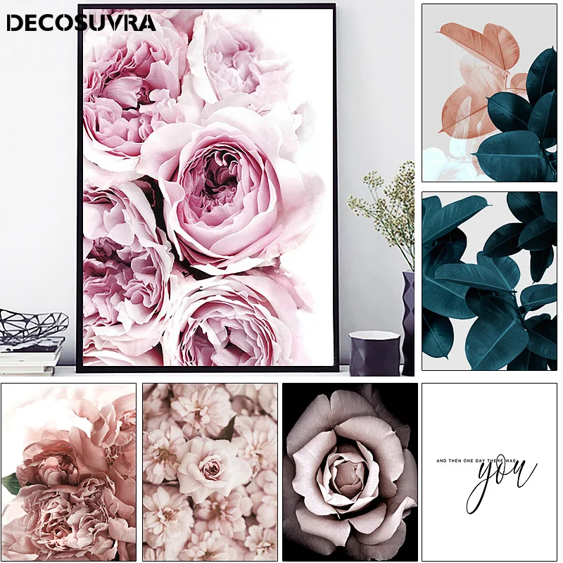 Плакаты и розовый цветок пиона в скандинавском стиле классическом настенные