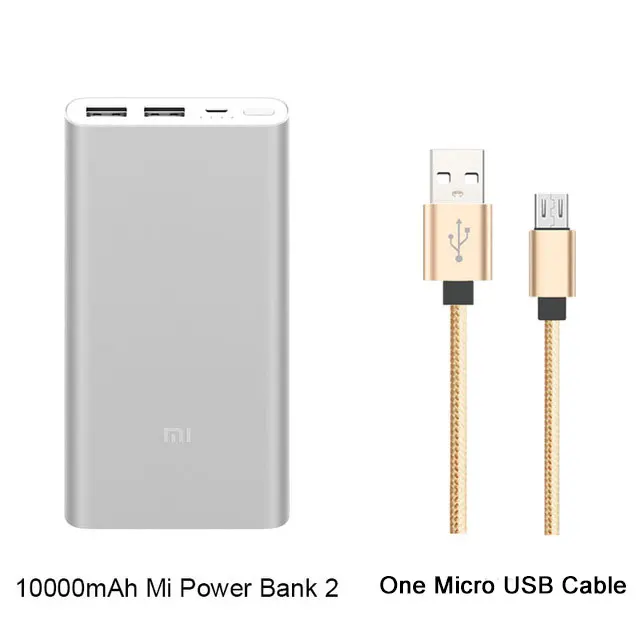 Xiaomi power bank 2 10000 мАч mi powerbank внешняя батарея micro usb портативный bateria externa портативное зарядное устройство - Цвет: SL add USB Cable