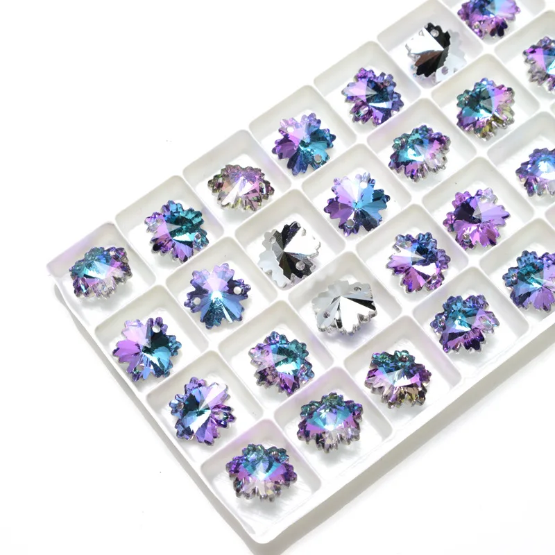 14 мм пришить двойное отверстие шарик со снежинками стекло кристалл Камень pointback