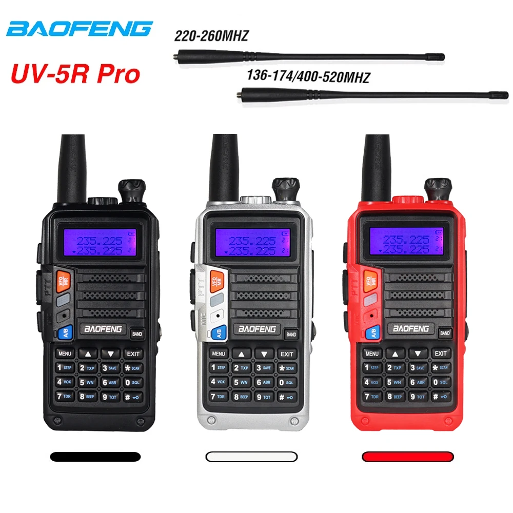 Baofeng UV 5R Pro трехдиапазонный радио мощность 8 Вт 2800 мАч HF приемопередатчик включает
