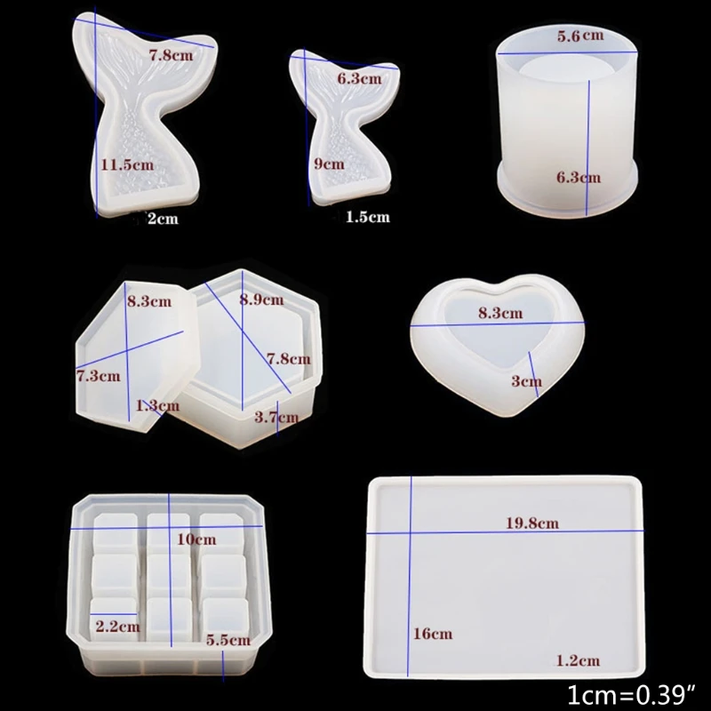 

1 Set Crystal Epoxy Resin Mold Hexagonal Jewelry Box Checkered Lipstick Storage Case Pen Holder Container Silicone Mould