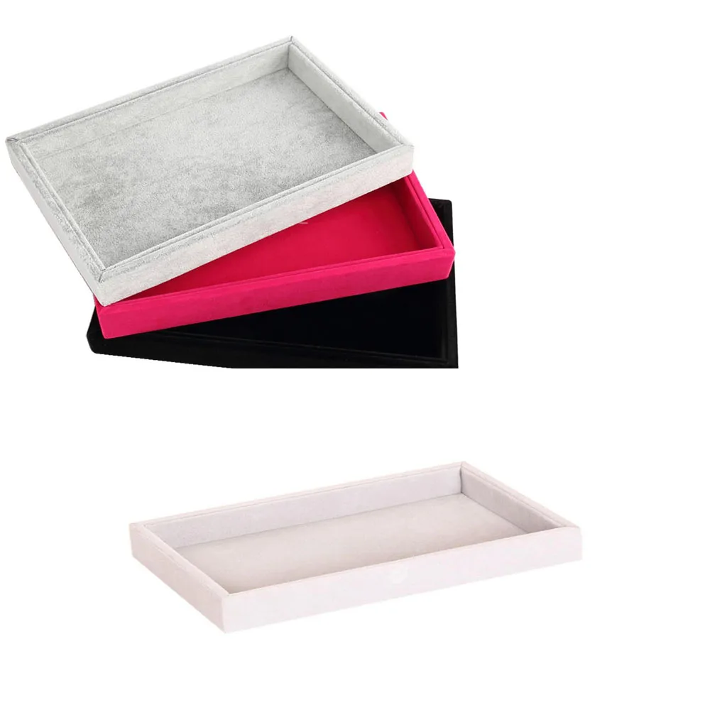 

Women Ornaments Organizer Wood Plush Jewelry Display Box Storage 1piece