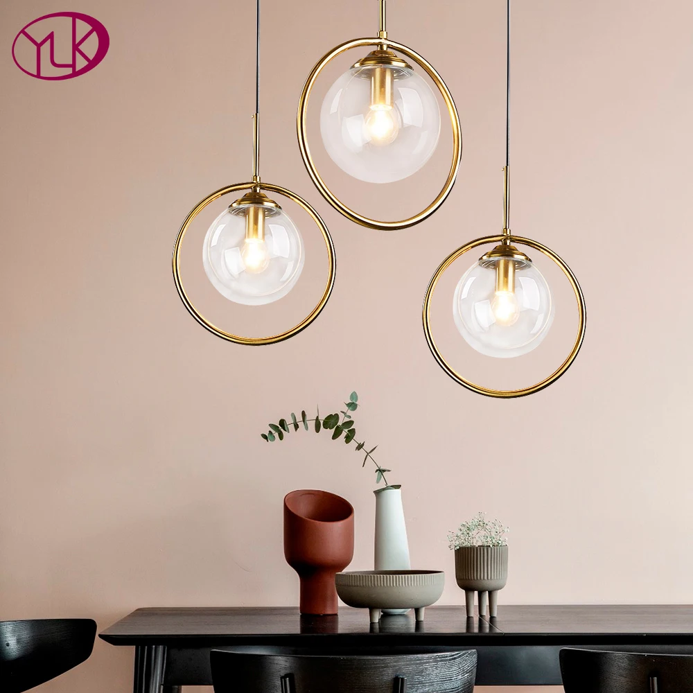 Скандинавский Золотой подвесной светильник для гостиной одиночный подвесная