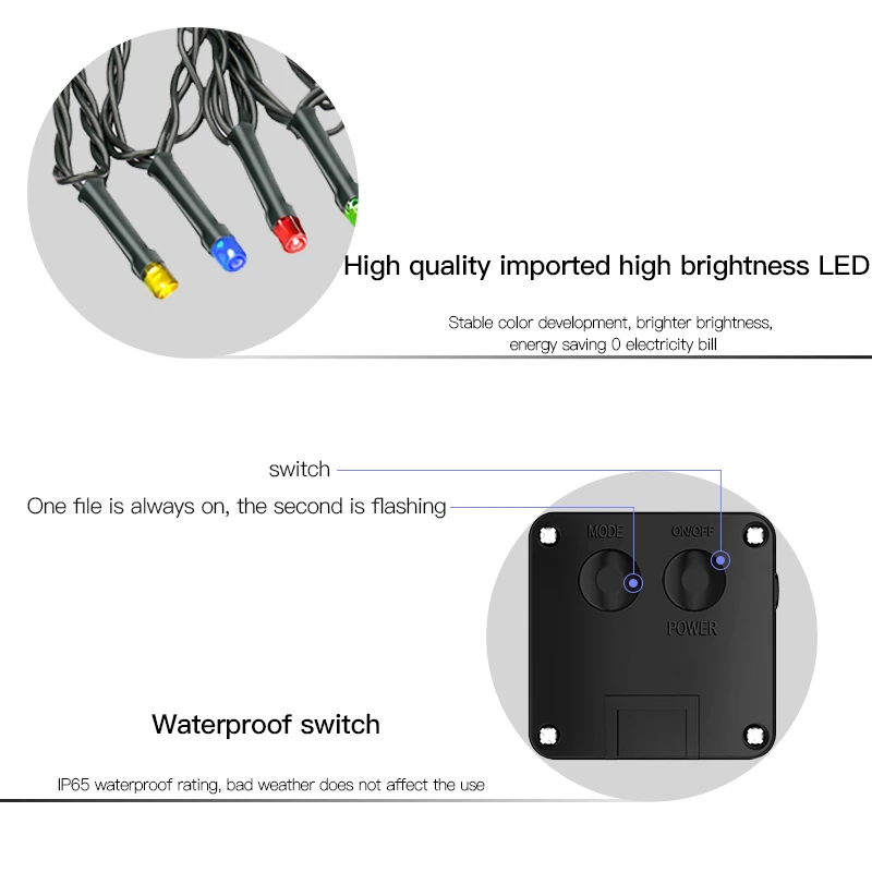12 м многоцветная Солнечная лампа наружная водонепроницаемая эльфа