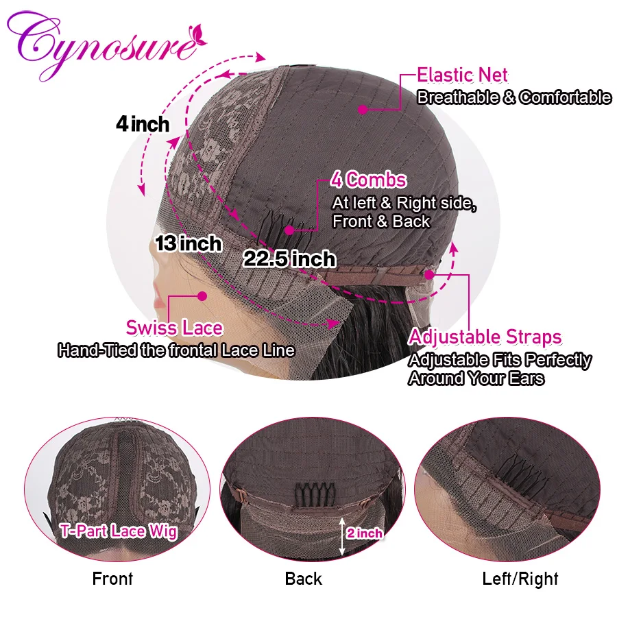 Парики Cynosure T1B/99J короткие из человеческих волос с короткой кружевной передней