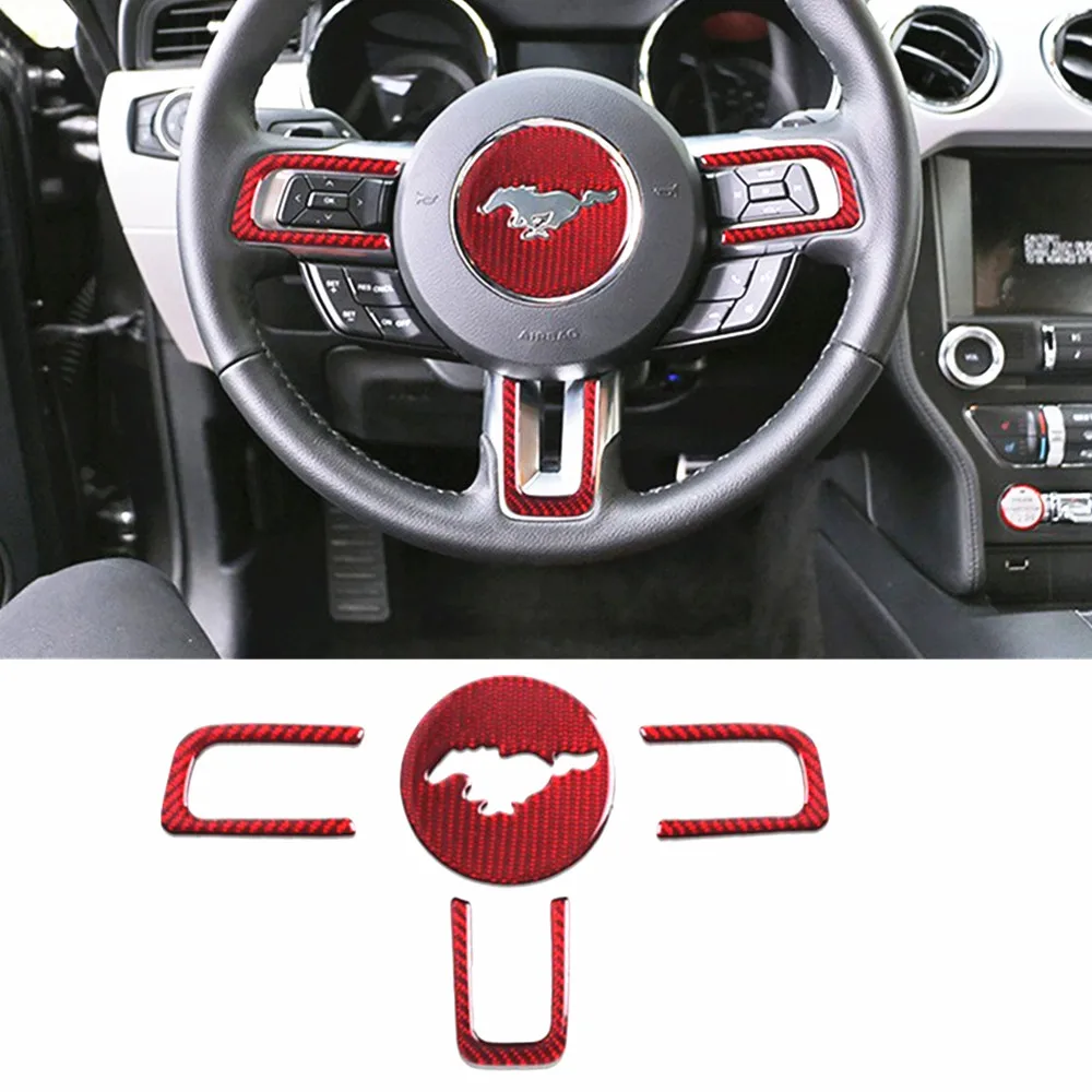 Для Ford Mustang углеродное волокно эмблема рулевого колеса 3D наклейки для автомобиля